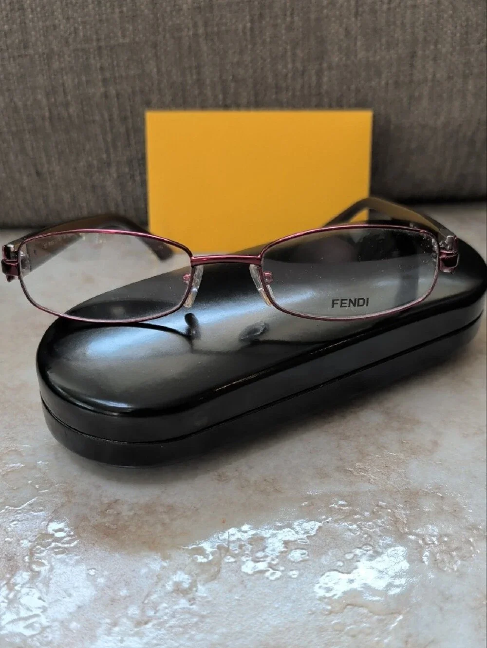 Fendi Rectangular Pink/Burgundy Eyeglasses w Case & Authentication Card New